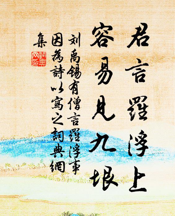 刘禹锡君言罗浮上，容易见九垠书法作品欣赏