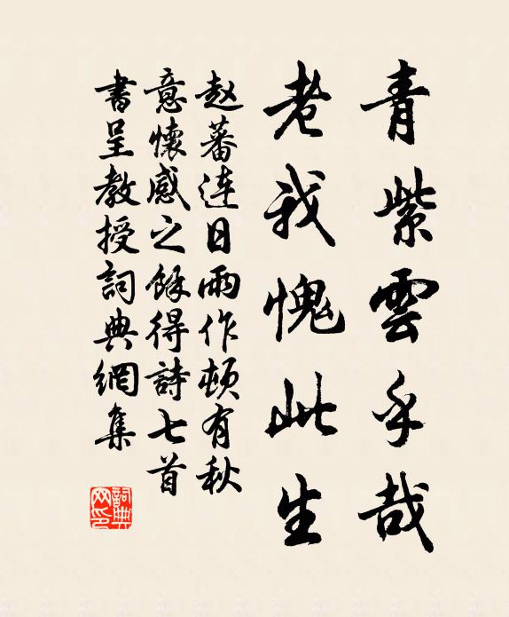 赵蕃青紫云乎哉，老我愧此生书法作品欣赏