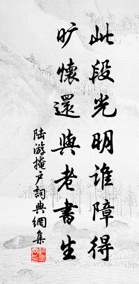 陆游此段光明谁障得?旷怀还与老书生书法作品欣赏