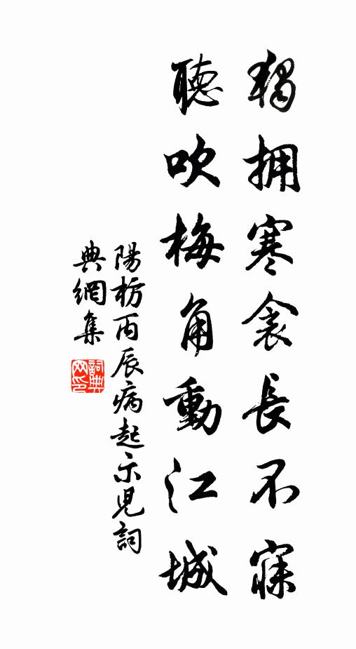 阳枋独拥寒衾长不寐，听吹梅角动江城书法作品欣赏