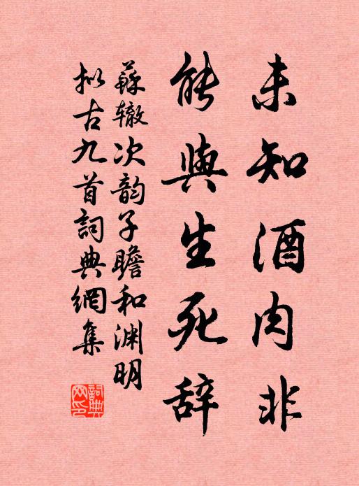 苏辙未知酒肉非，能与生死辞书法作品欣赏