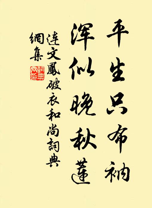 连文凤平生只布衲，浑似晚秋莲书法作品欣赏