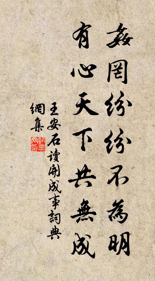 王安石奸罔纷纷不为明，有心天下共无成书法作品欣赏