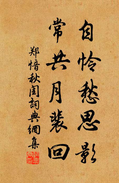 郑愔自怜愁思影，常共月裴回书法作品欣赏