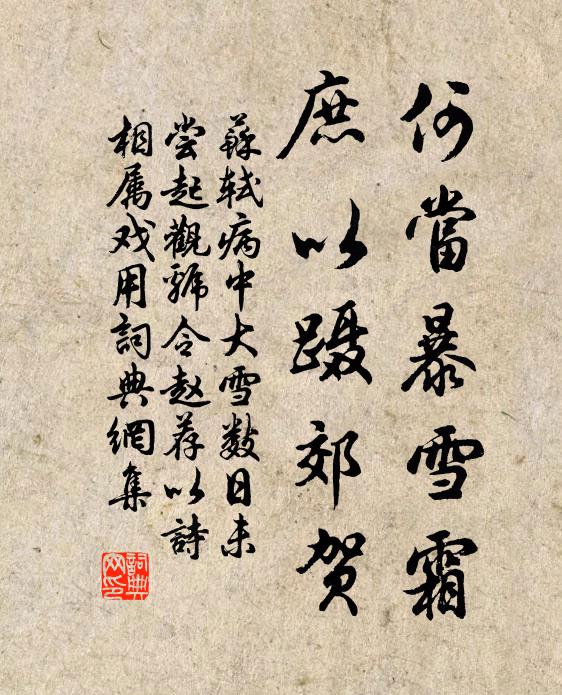 苏轼何当暴雪霜，庶以蹑郊贺书法作品欣赏