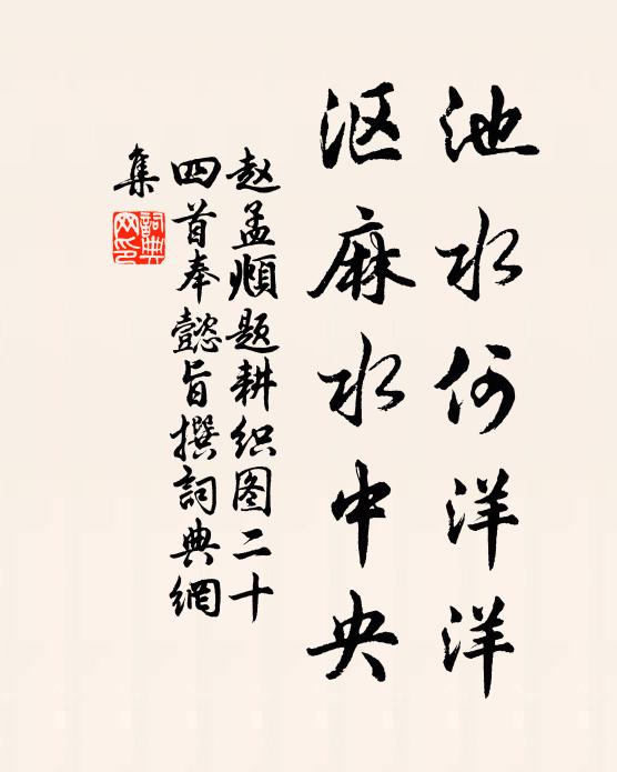 赵孟頫池水何洋洋，沤麻水中央书法作品欣赏