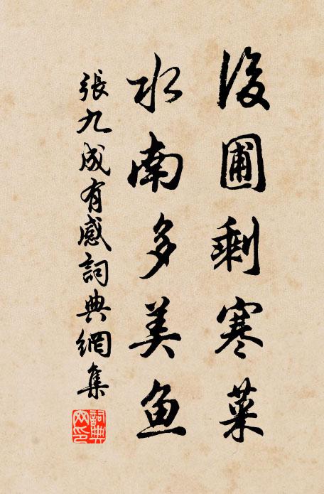 张九成后圃剩寒菜，水南多美鱼书法作品欣赏