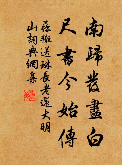 苏辙南归发尽白，尺书今始传书法作品欣赏