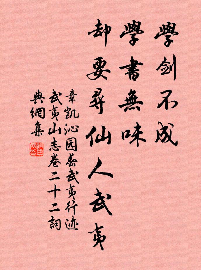 章凯学剑不成，学书无味，却要寻仙人武夷书法作品欣赏