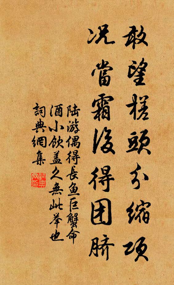 陆游敢望槎头分缩项，况当霜后得团脐书法作品欣赏