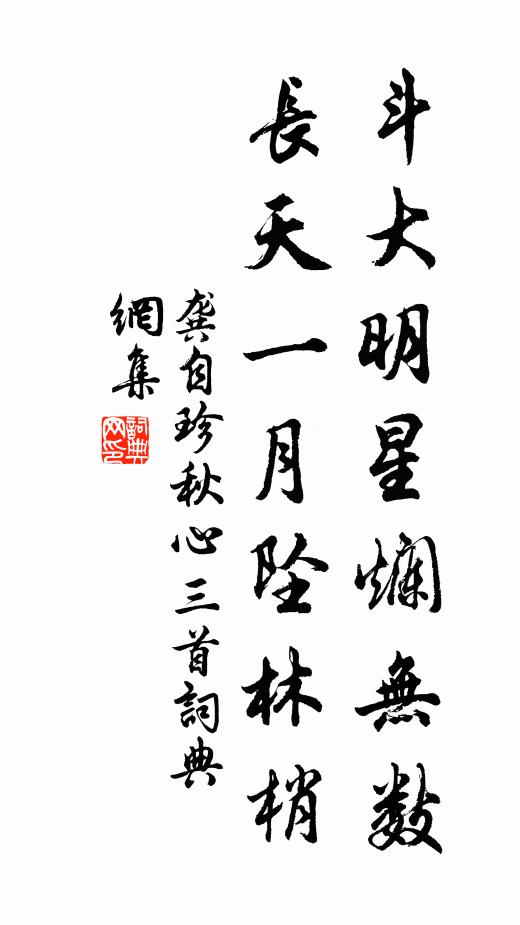 龚自珍斗大明星烂无数，长天一月坠林梢书法作品欣赏