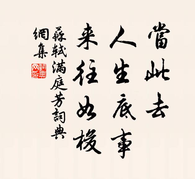 苏轼当此去，人生底事，来往如梭书法作品欣赏
