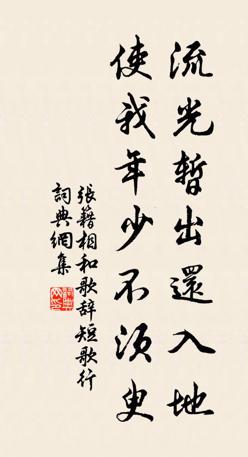 张籍流光暂出还入地，使我年少不须臾书法作品欣赏