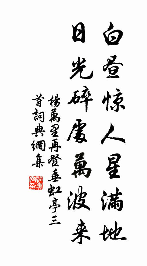 杨万里白昼惊人星满地，日光碎处万波来书法作品欣赏