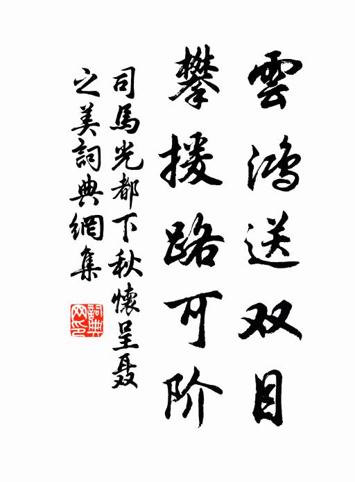 司马光云鸿送双目，攀援路可阶书法作品欣赏