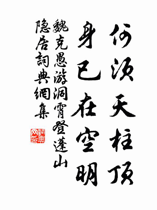 魏克愚何须天柱顶，身已在空明书法作品欣赏