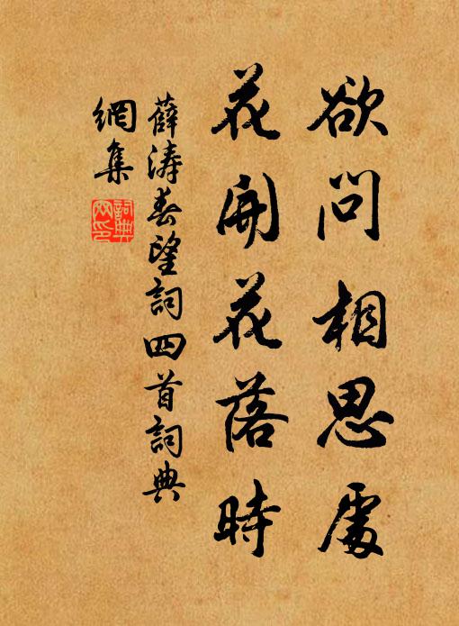 薛涛欲问相思处，花开花落时书法作品欣赏