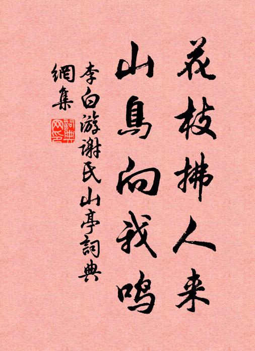 李白花枝拂人来，山鸟向我鸣书法作品欣赏