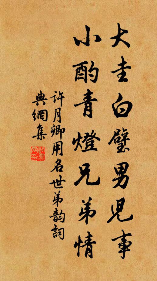 许月卿大圭白璧男儿事，小酌青灯兄弟情书法作品欣赏