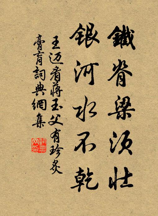 王迈铁脊梁须壮，银河水不乾书法作品欣赏