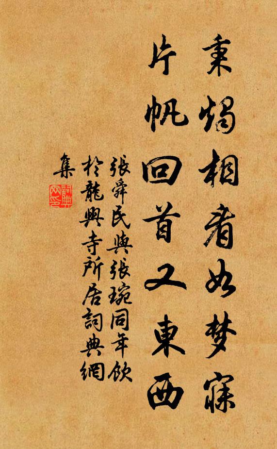 张舜民秉烛相看如梦寐，片帆回首又东西书法作品欣赏