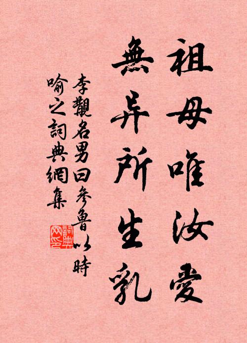 李覯祖母唯汝爱，无异所生乳书法作品欣赏