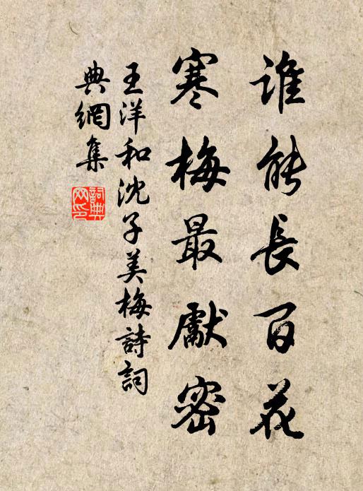 王洋谁能长百花，寒梅最先密书法作品欣赏