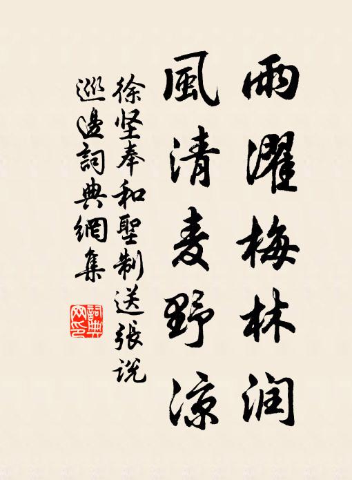 徐坚雨濯梅林润,风清麦野凉书法作品欣赏