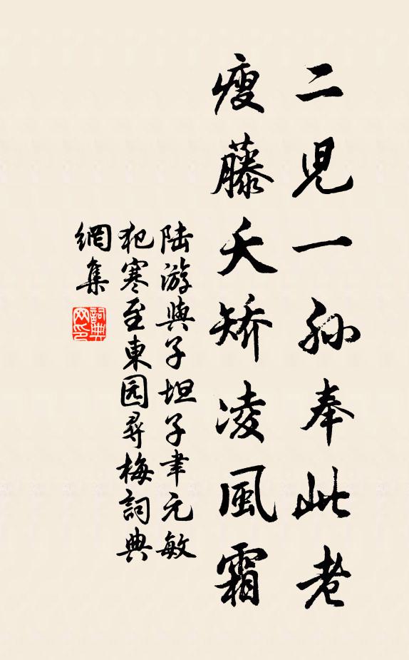 陆游二儿一孙奉此老，瘦藤夭矫凌风霜书法作品欣赏