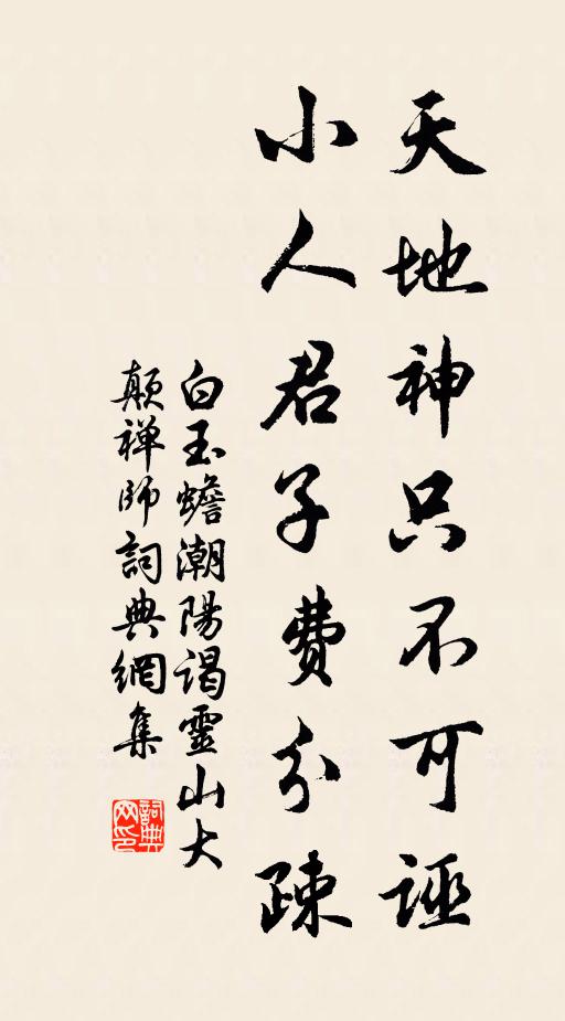 白玉蟾天地神只不可诬，小人君子费分疎书法作品欣赏