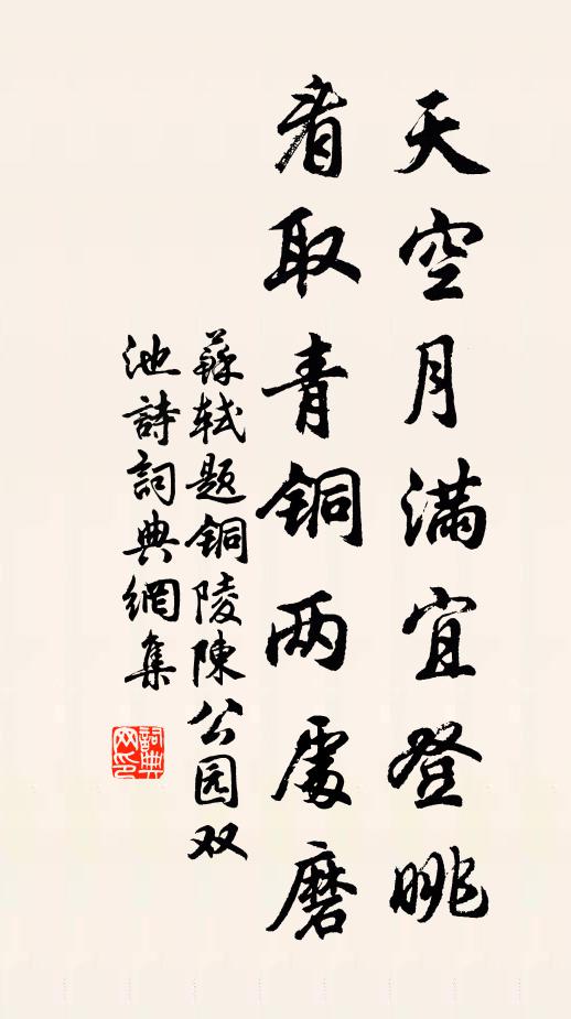 苏轼天空月满宜登眺，看取青铜两处磨书法作品欣赏