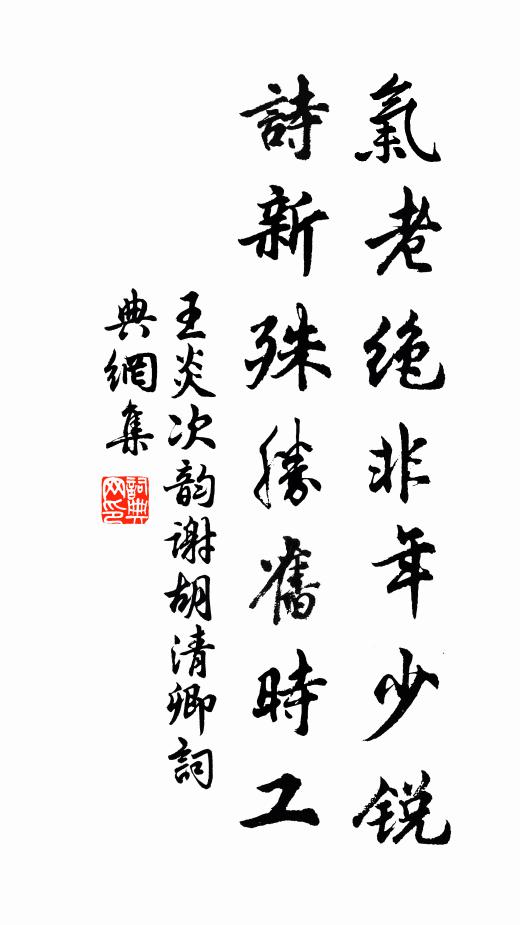 王炎气老绝非年少锐，诗新殊胜旧时工书法作品欣赏