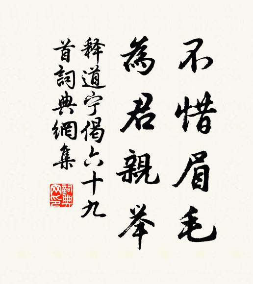 释道宁不惜眉毛，为君亲举书法作品欣赏