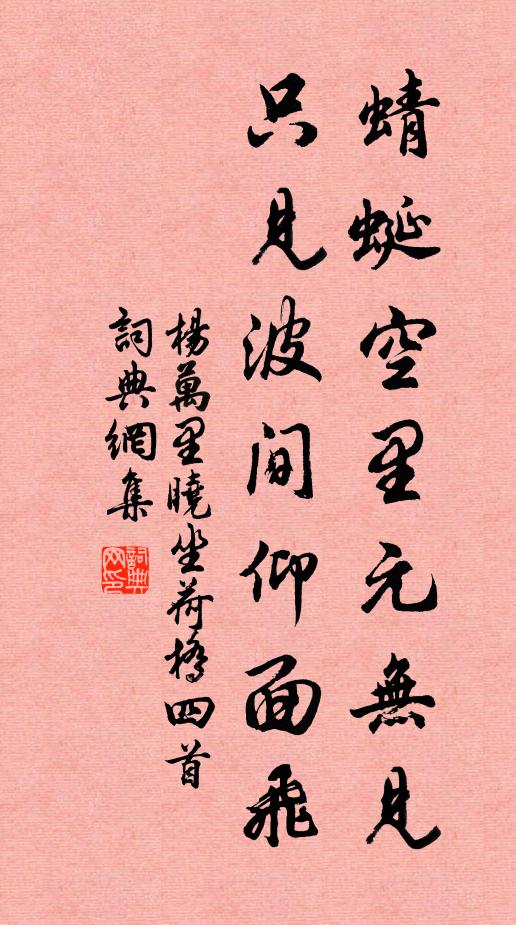 杨万里蜻蜓空里元无见，只见波间仰面飞书法作品欣赏