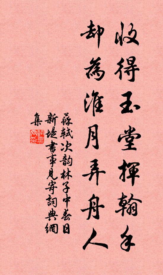 苏轼收得玉堂挥翰手，却为淮月弄舟人书法作品欣赏