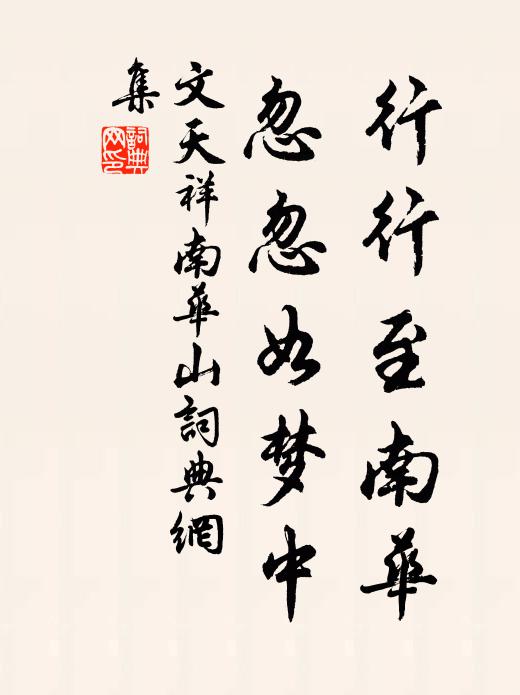 文天祥行行至南华，忽忽如梦中书法作品欣赏