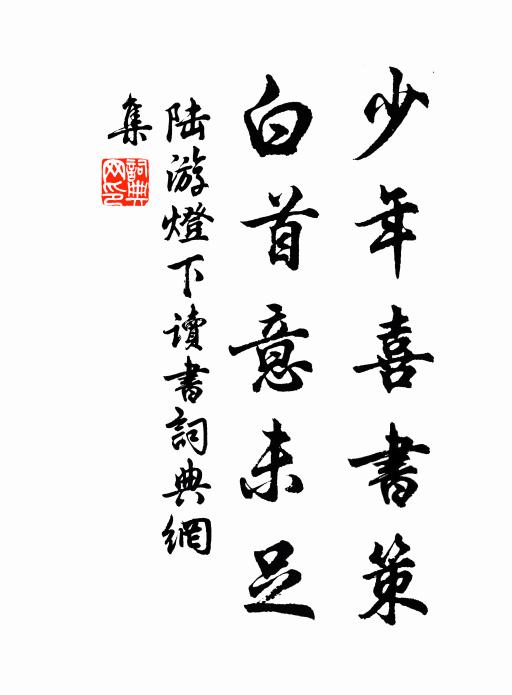 陆游少年喜书策，白首意未足书法作品欣赏