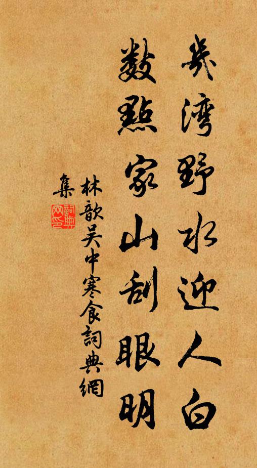 林歆几湾野水迎人白，数点家山刮眼明书法作品欣赏