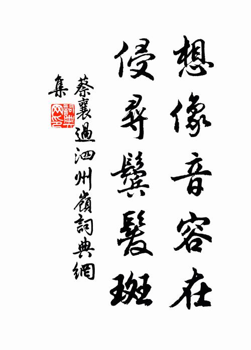 蔡襄想像音容在，侵寻鬓发斑书法作品欣赏