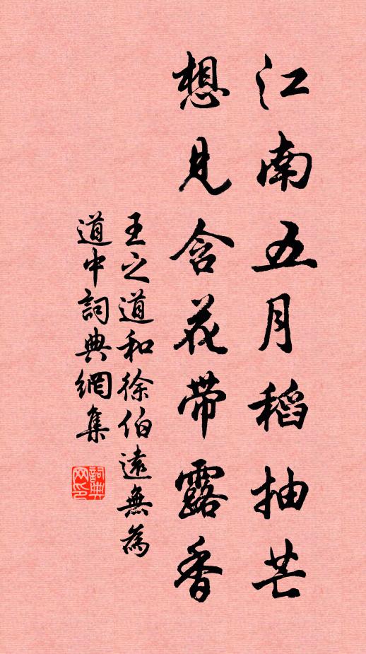 王之道江南五月稻抽芒，想见含花带露香书法作品欣赏