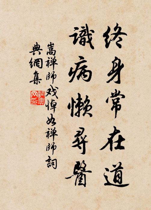 嵩禅师终身常在道，识病懒寻医书法作品欣赏