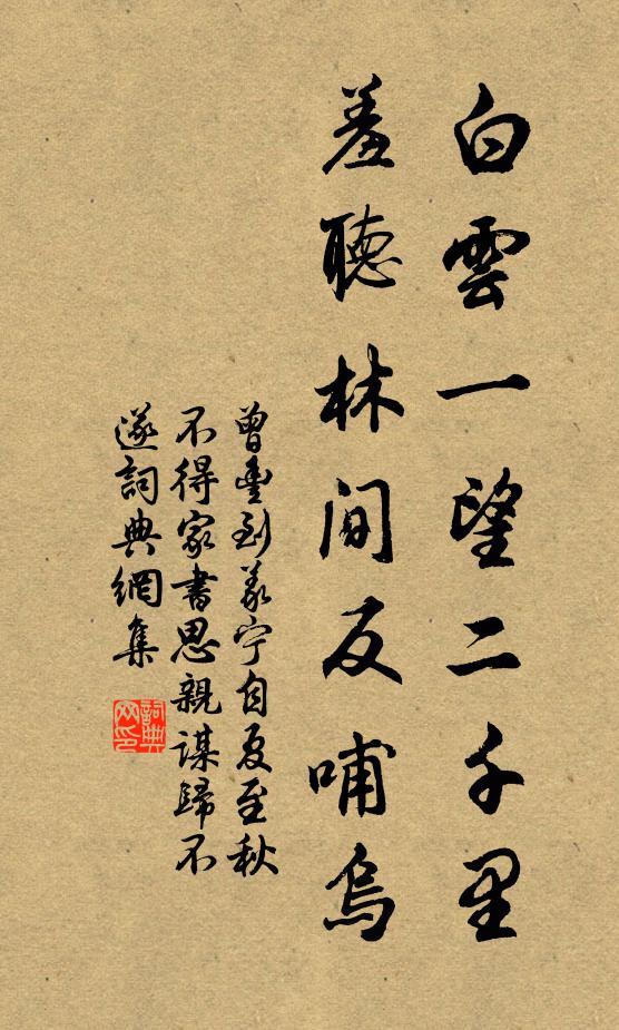 曾丰白云一望二千里，羞听林间反哺乌书法作品欣赏