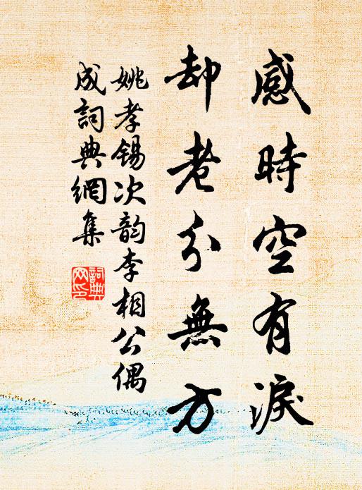姚孝锡感时空有泪，却老分无方书法作品欣赏