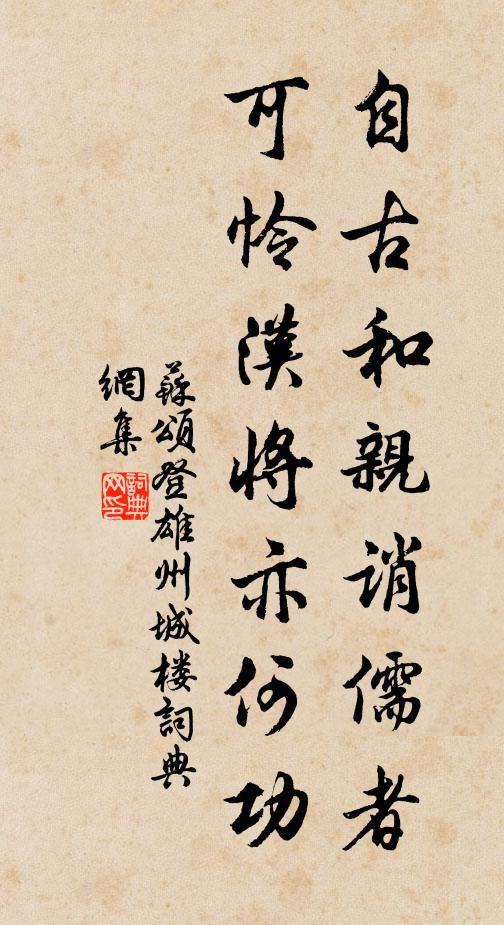 苏颂自古和亲诮儒者，可怜汉将亦何功书法作品欣赏