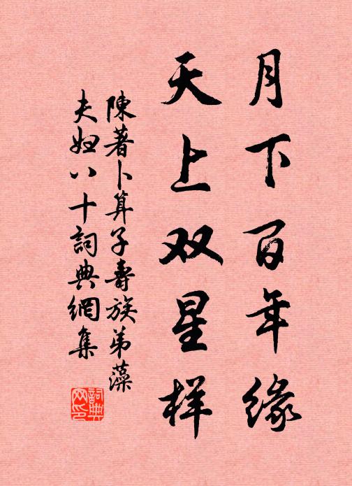 陈著月下百年缘，天上双星样书法作品欣赏