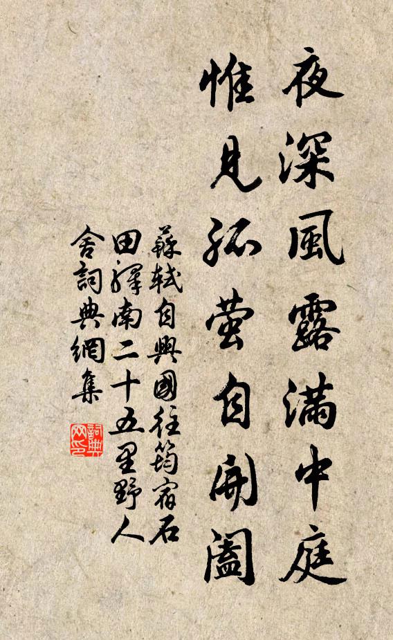 苏轼夜深风露满中庭，惟见孤萤自开阖书法作品欣赏