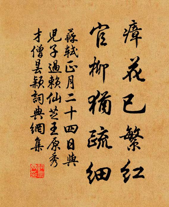 苏轼瘴花已繁红，官柳犹疏细书法作品欣赏