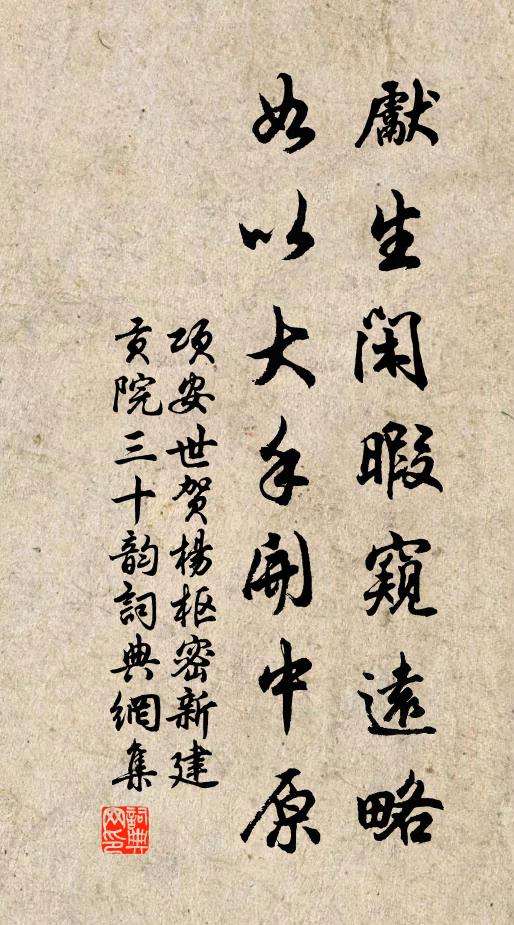 项安世先生闲暇窥远略，如以大手开中原书法作品欣赏