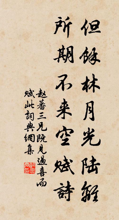 赵蕃但余林月光陆离，所期不来空赋诗书法作品欣赏
