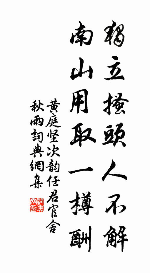 黄庭坚独立搔头人不解，南山用取一樽酬书法作品欣赏